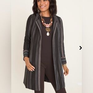 Chico’s striped shine duster jacket Size 2 US size 12